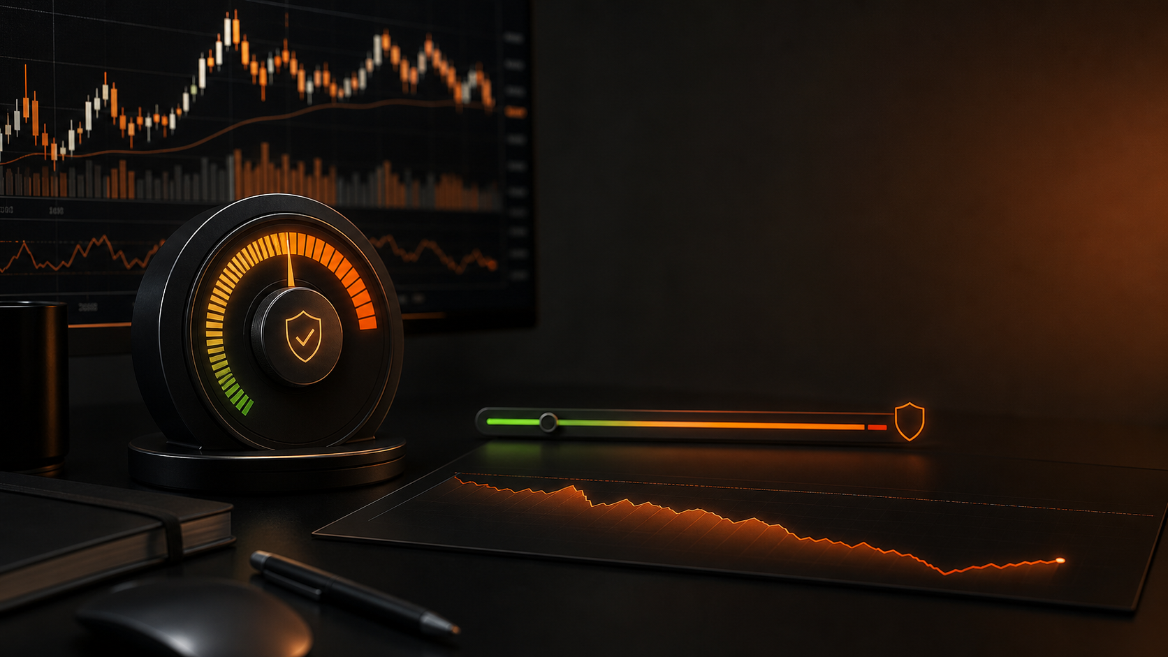 Controle visual de risco para uma conta financiada de trading